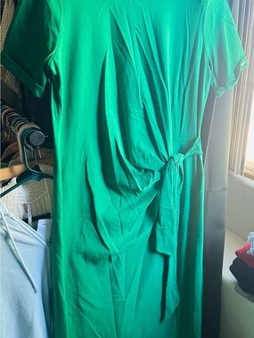 DKNY Emerald Green Midi Dress with Side Tie